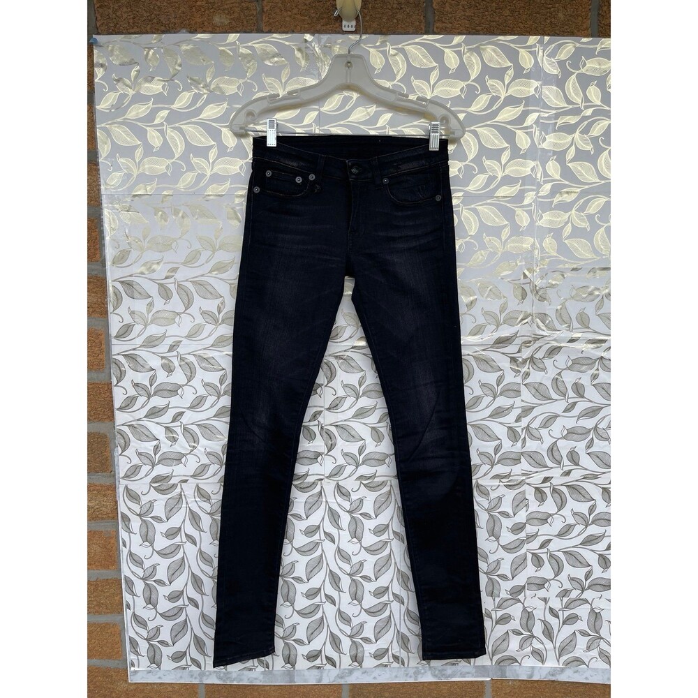 R13 Vintage Wash Black Skinny Jeans Size 25 Rocker Chic Made in Italy